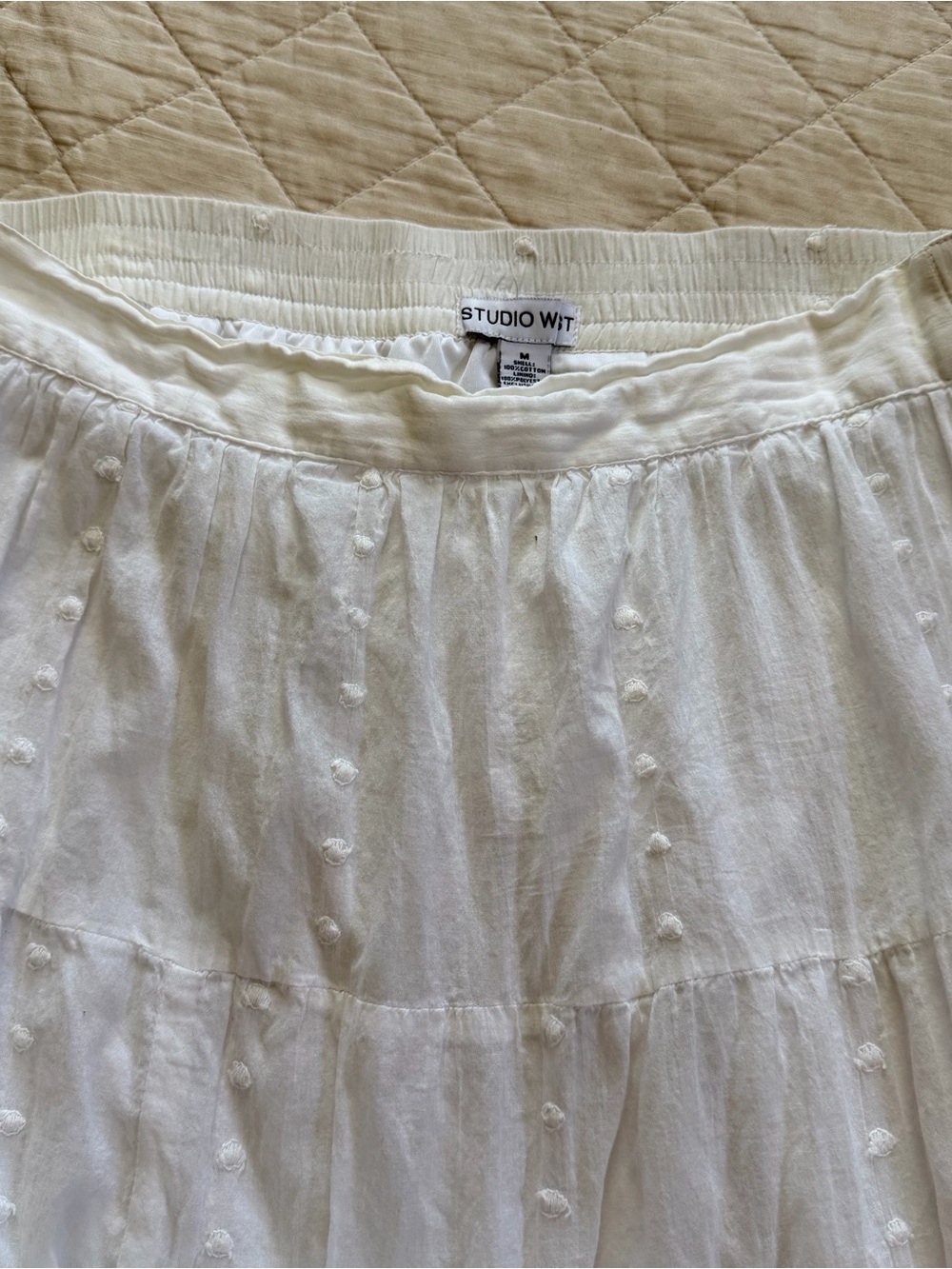 Studio West White Cotton Maxi Skirt M Eyelet Embroidery Lace Boho - Picture 12 of 12